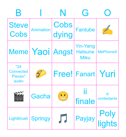 Inanimate Insanity TikTok Bingo Card