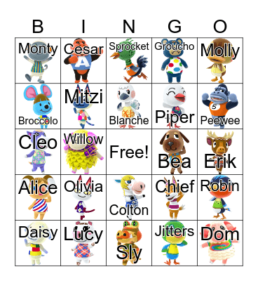 Animal Crossing Bingo Card