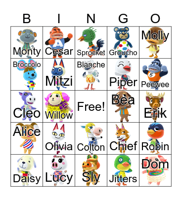 Animal Crossing Bingo Card
