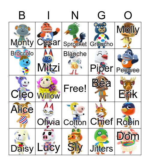 Animal Crossing Bingo Card