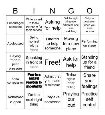 Have Courage! Bingo Card