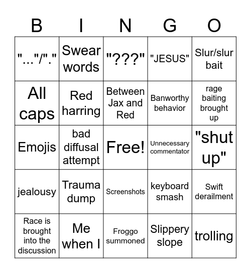 pokemo arguments Bingo Card