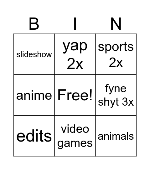 Untitled Bingo Card