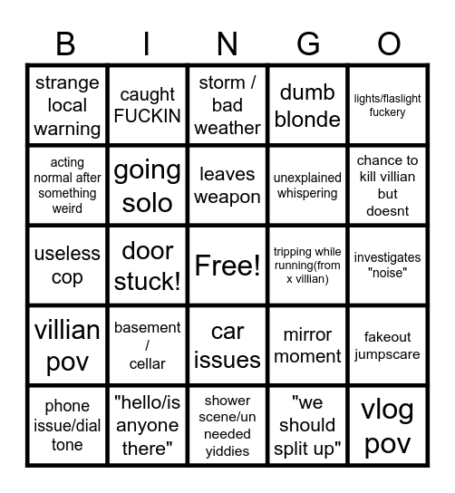 825 Forest Road Bingo Card