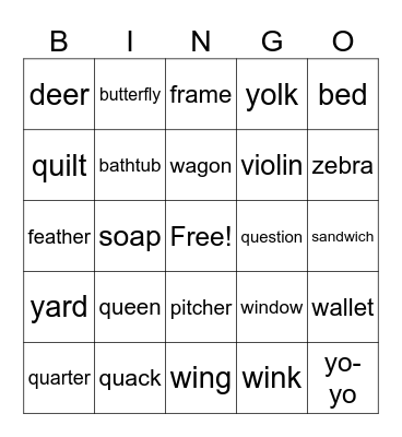 Phonics Review Bingo Card