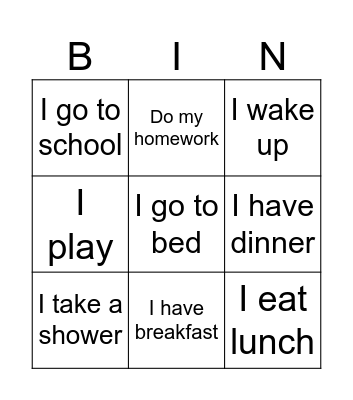 Daily Routines Bingo Card