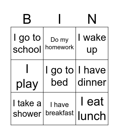 Daily Routines Bingo Card