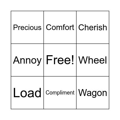 Vocabulary Bingo Card