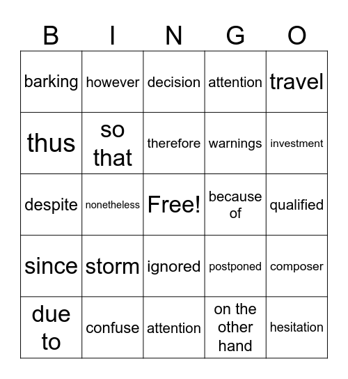 Morning Session Bingo Card