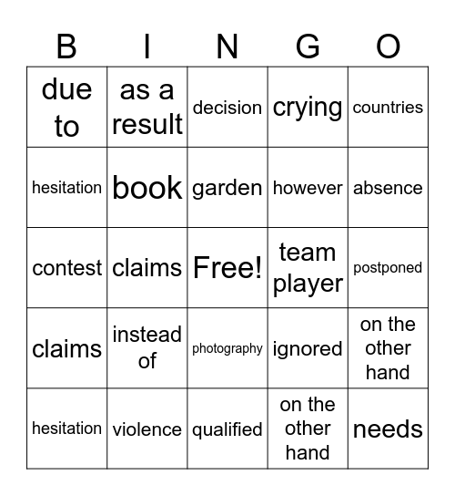 Morning Session Bingo Card