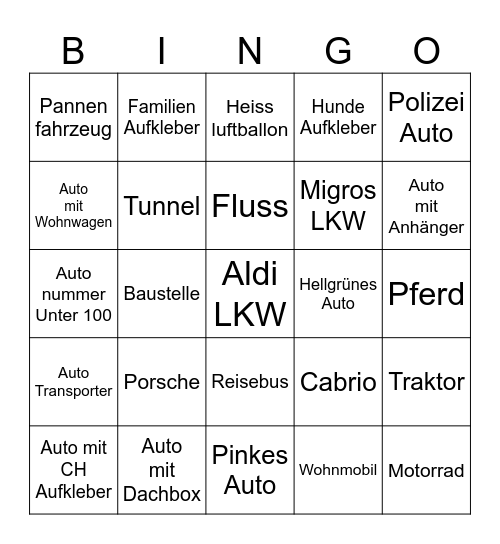Reise Bingo Card