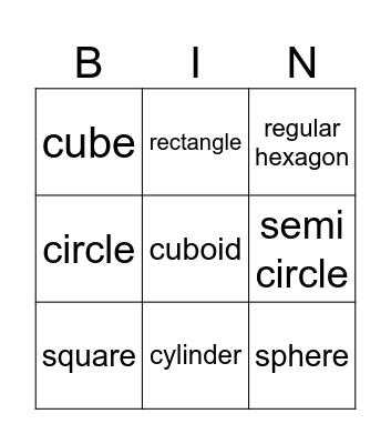 Shapes Bingo Card