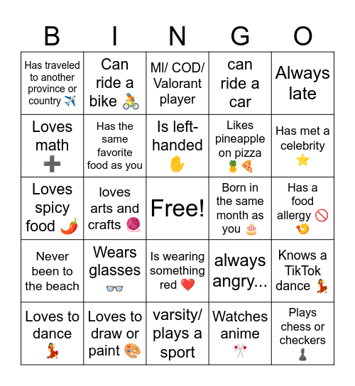 BINGO CHALLENGE: 12 CAELUM Bingo Card