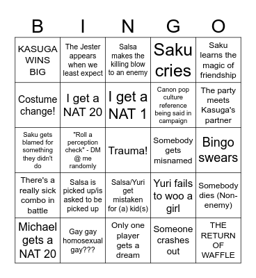 D&D Bingo Card