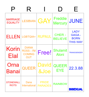 PRIDE MONTH BINGO Card