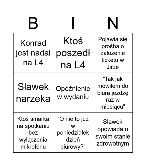 BINGO WOZE Bingo Card