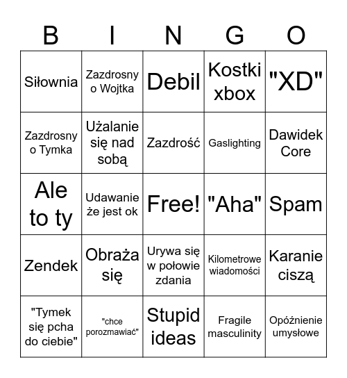 Dawid Bingo Card