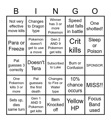 Then we fight bingo Luke Legendaries Bingo Card
