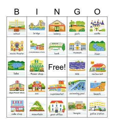 Places & Nature Bingo Card