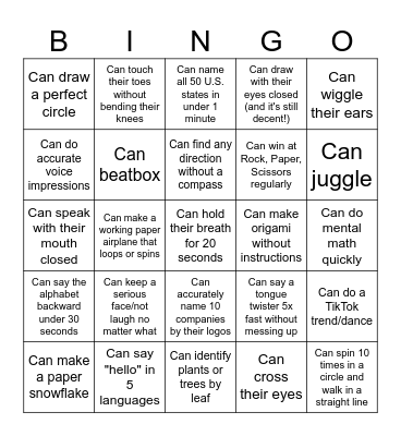 Your Abilities! Bingo Card