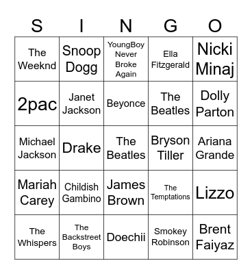 Pastries with Parents Bingo Card