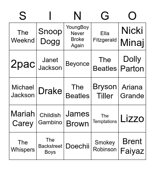 Pastries with Parents Bingo Card