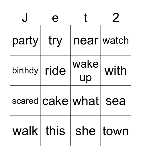 Jet 2 unit 3- Animals Bingo Card