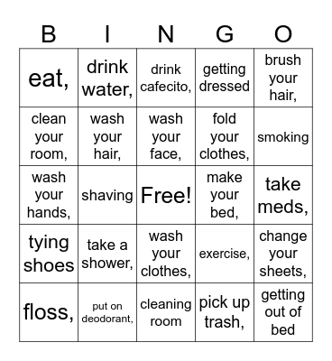 Self Care Bingo Card