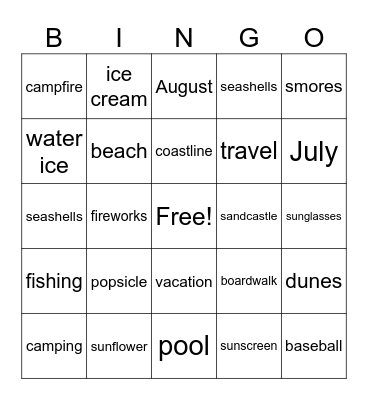Summer Bingo Card