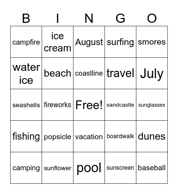 Summer Bingo Card