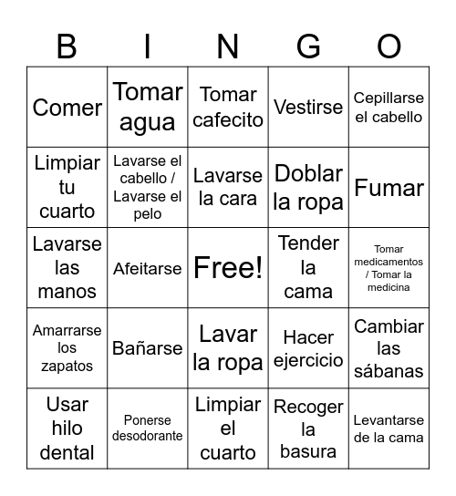 Self Care Bingo Card