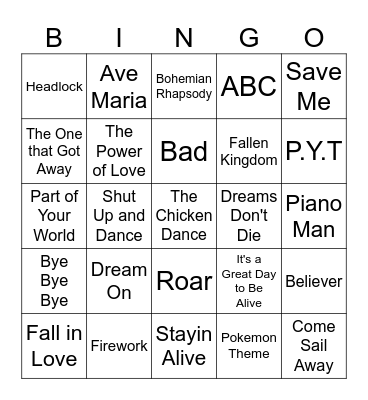 Song Trivia June 25 Bingo Card