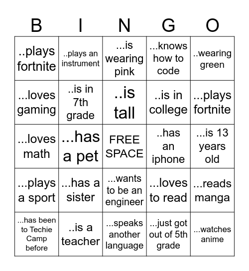 Retro Game Bingo Card