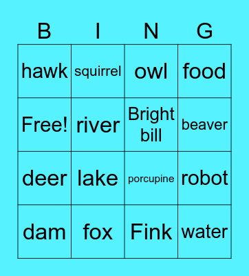 The Wild Robot Bingo Card