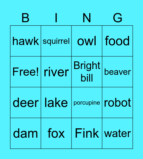 The Wild Robot Bingo Card