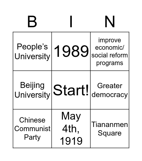 Student Protest Bingo! Bingo Card