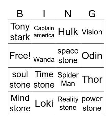 avengers vol.1 Bingo Card