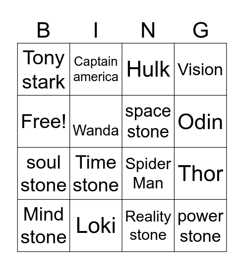 avengers vol.1 Bingo Card