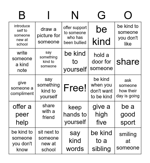 Social Wellness BINGO Card
