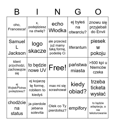 Fudziaki Bingo Card