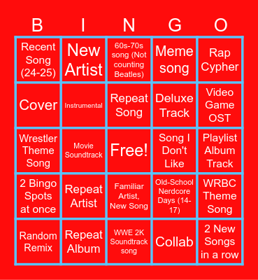 Apple Music Bingo Card