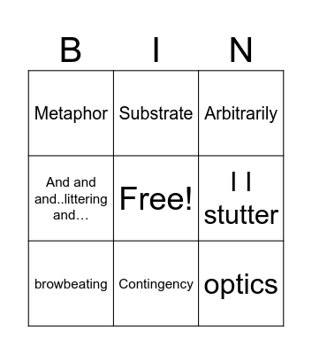 tbg BINGO Card