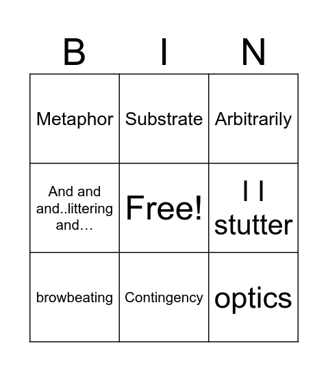 tbg BINGO Card