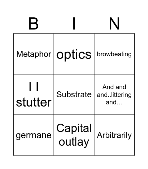tbg BINGO Card