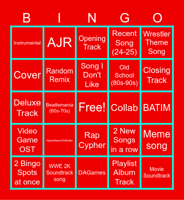 Apple Music Bingo Card