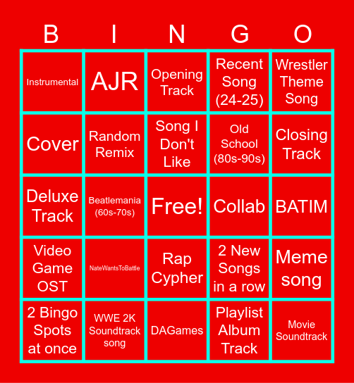 Apple Music Bingo Card