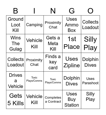 DENY'S WARZONE BINGO Card