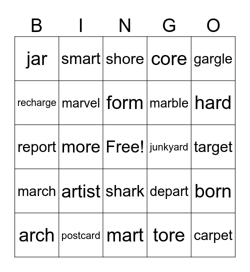 AR - control Bingo Card
