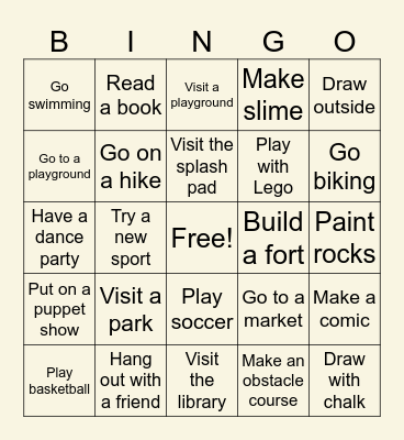 Summer Fun Bingo! Bingo Card
