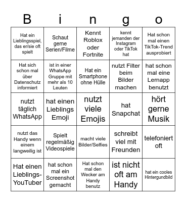 Social Media Bingo Card
